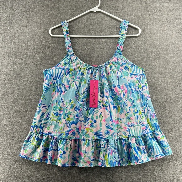 Lilly Pulitzer Tops - Lilly Pulitzer Loro Top Cabana Cocktail Women Size Medium Pima Cotton Summer NEW